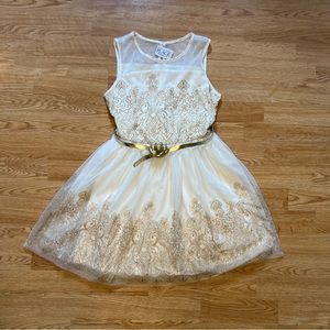 Children’s Place | White and gold little girls dress